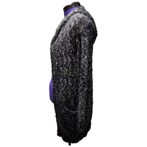 Express Medium Hooded Sweater - Grey & White Speckled Knit Fuzzy - Picture 12 of 14